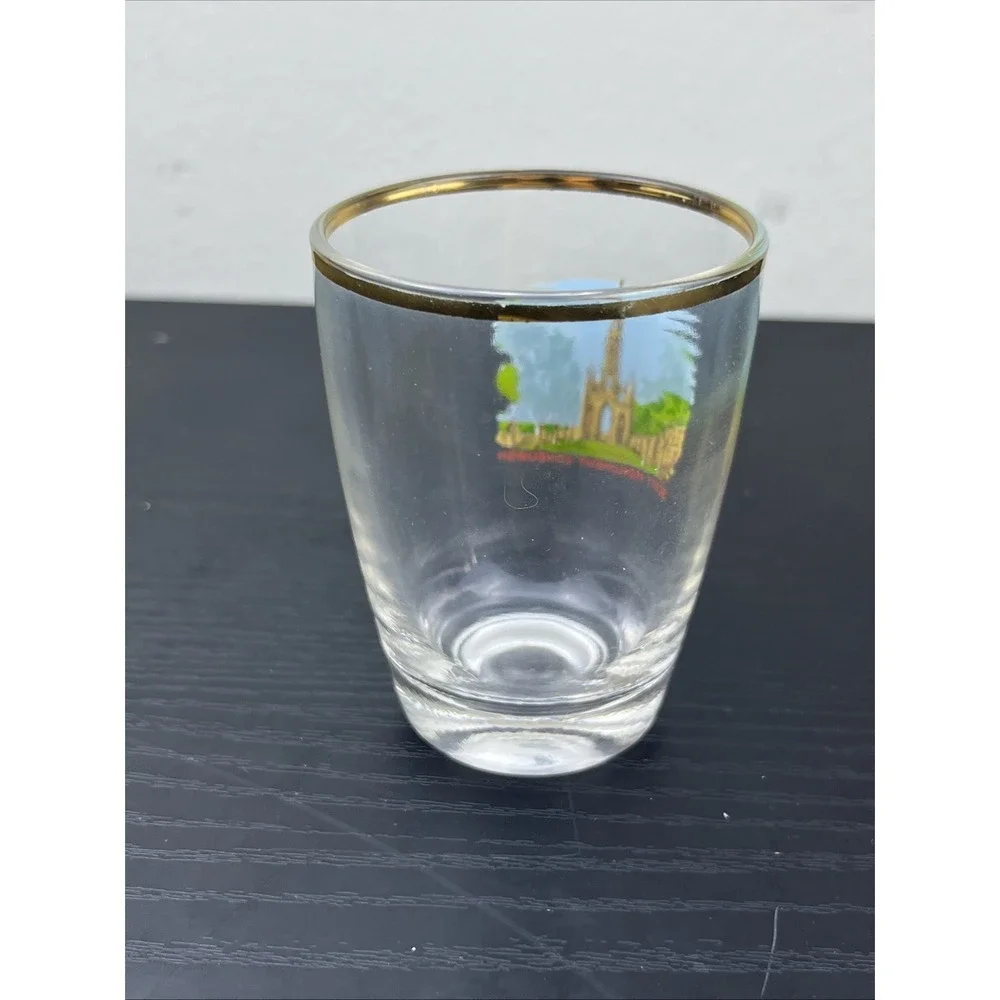 Scott Monument Edinburgh‎ Gold Rim Shot Glass Vintage Scotland Souvenir